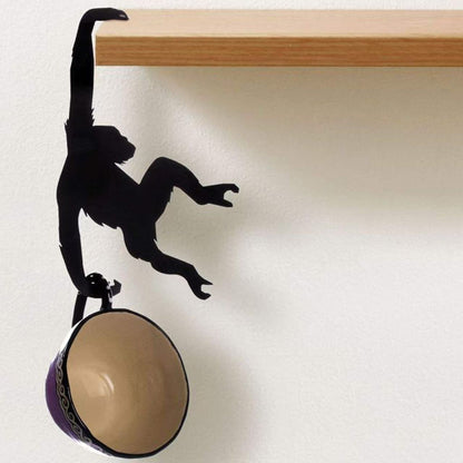 Wooden Gorilla-Shaped Hook - Creative Wall Hanger for Kitchen Door, Rustic Art Decor