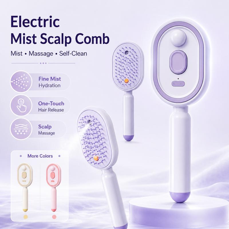 💖ProGlide™🇬🇧 Scalp Massager Comb 💆‍♀️ – Self-Cleaning 🧼