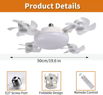 ⏰🔥LIMITED TIME 50% OFF!🔥50K+ SOLD!💡Foldable Socket Ceiling Fan Light with Remote, Energy-Saving Cooling & Lighting for Bedroom & Home