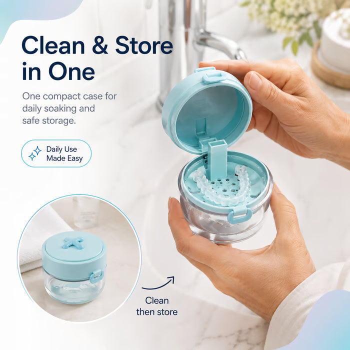 💧Last Day 50% OFF - Portable Retainer and Denture Cleaning Case with Magnetic Lifting Tray
