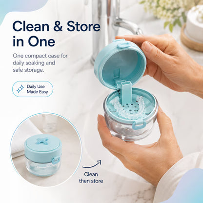 💧Last Day 50% OFF - Portable Retainer and Denture Cleaning Case with Magnetic Lifting Tray