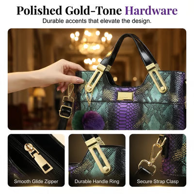 🏆Exclusive discounts for the Queen 49% OFF🔥Elegant Snakeskin PU Leather Tote Bag