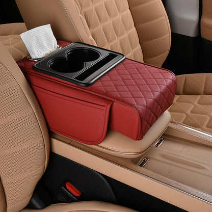 🚗5-in-1 car armrest pad with 2 storage pockets | cup holder | tissue box slot | phone slot
