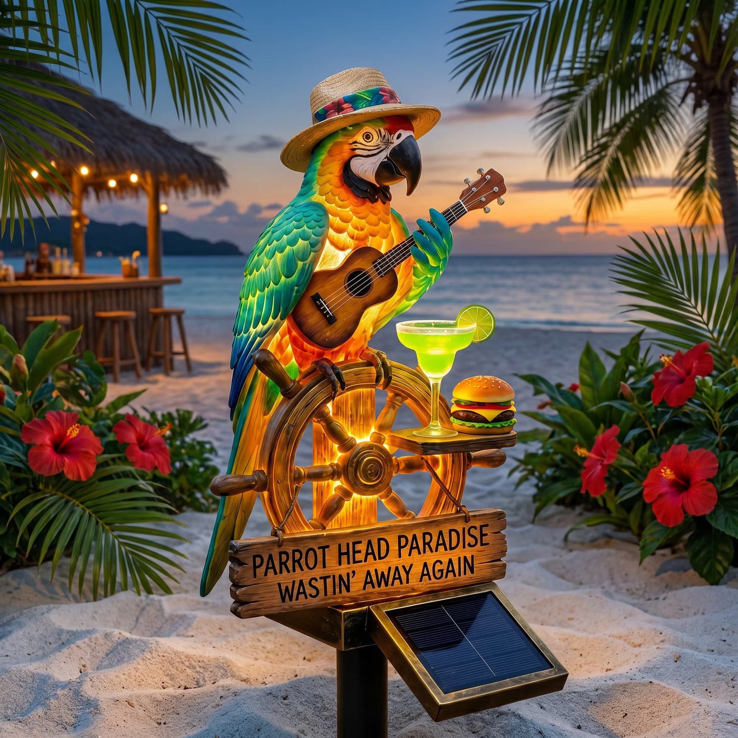 🔥Hot Sale 49% off 🌴 Solar Parrot Statue Light – Hawaiian Luau Tropical Garden Decor