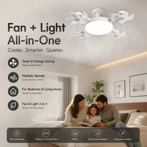 ⏰🔥LIMITED TIME 50% OFF!🔥50K+ SOLD!💡Foldable Socket Ceiling Fan Light with Remote, Energy-Saving Cooling & Lighting for Bedroom & Home