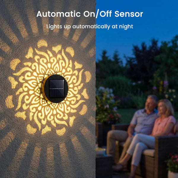 🌀💥Limited Sale Buy 1 Get 1 Free🌞💡Solar Mandala Wall Light Outdoor Garden Fence Projector Lamp Patio Ambient Decor